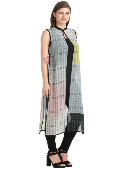 Grey Sleeveless Printed Gillet - wforwoman