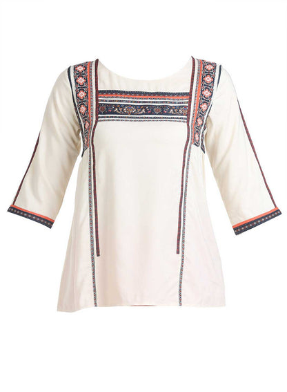 Beige Printed 3/4 Sleeve kurta