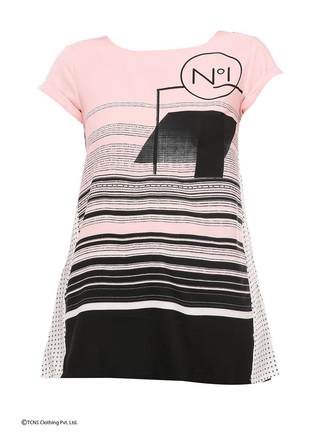 Pink Printed Short Sleeve Top - wforwoman