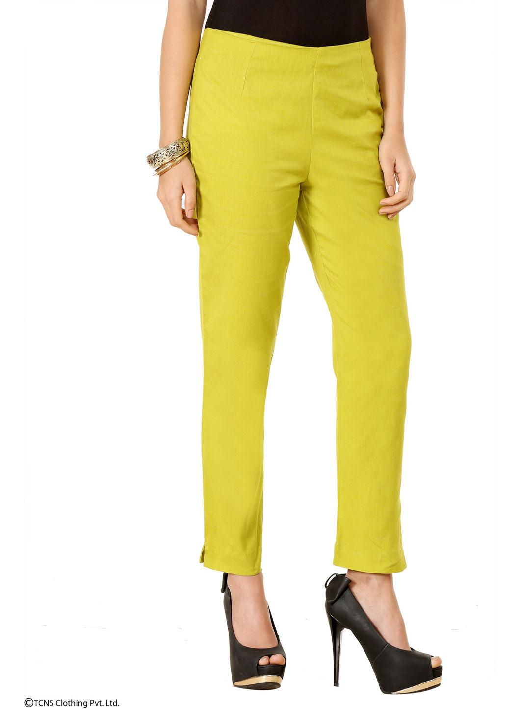 Green Ankle-Length Trousers - wforwoman