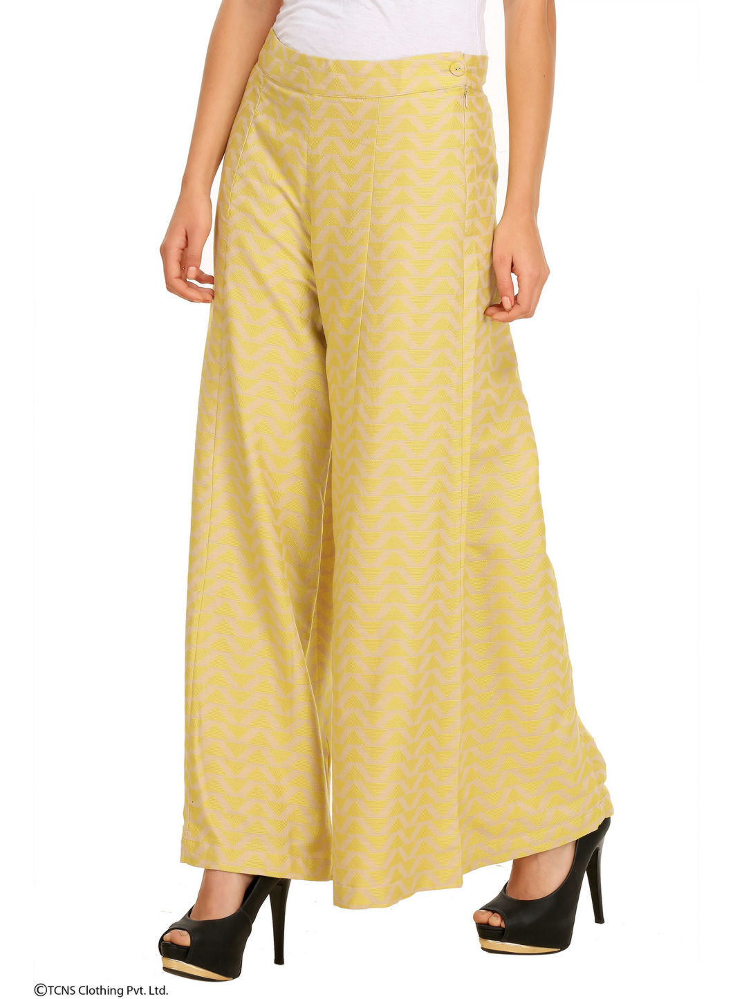 Beige Printed Culottes