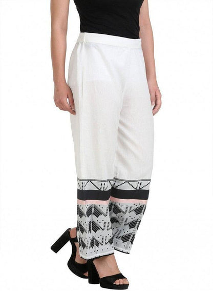 White Printed Pants - wforwoman