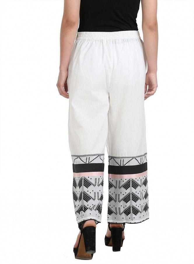 White Printed Pants - wforwoman