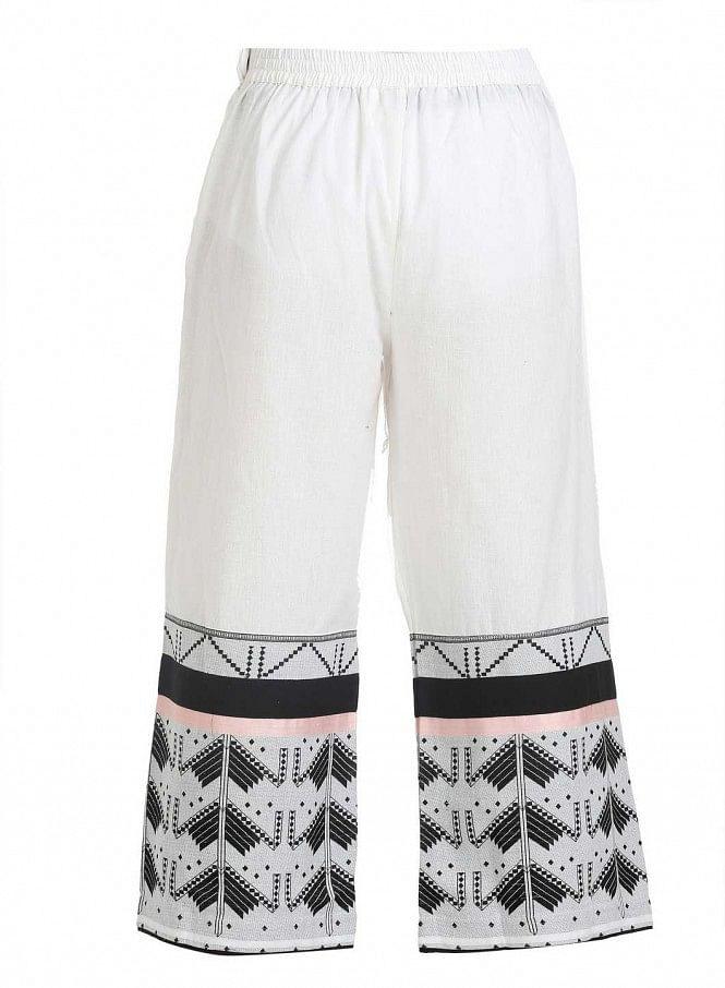 White Printed Pants - wforwoman