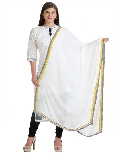 White Printed Dupatta