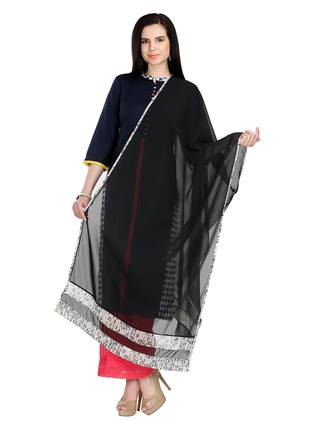 Black Printed Dupatta