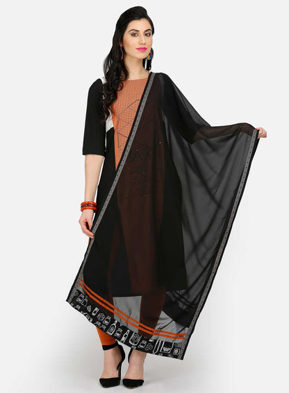 Black Solid Dupatta