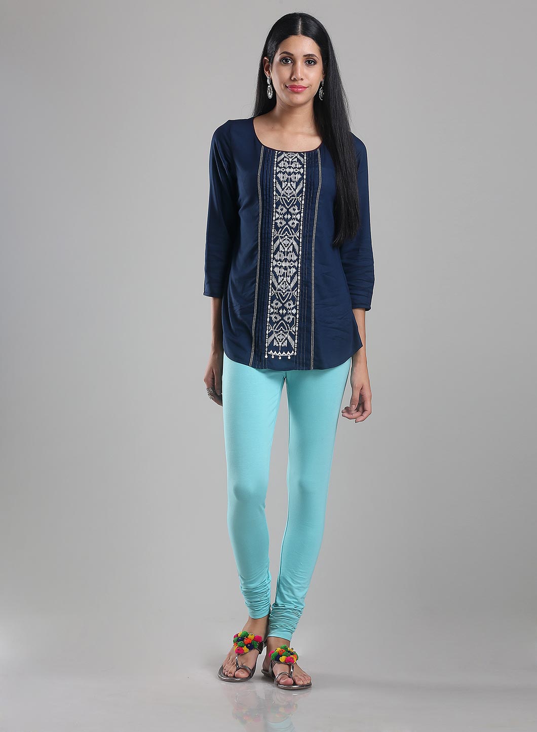 Aqua Blue Knitted Churidar