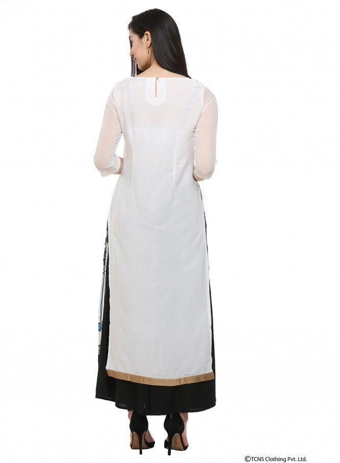 Ecru Round Neck kurta - wforwoman