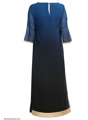 Blue Embellished 3/4 Sleeve kurta - wforwoman