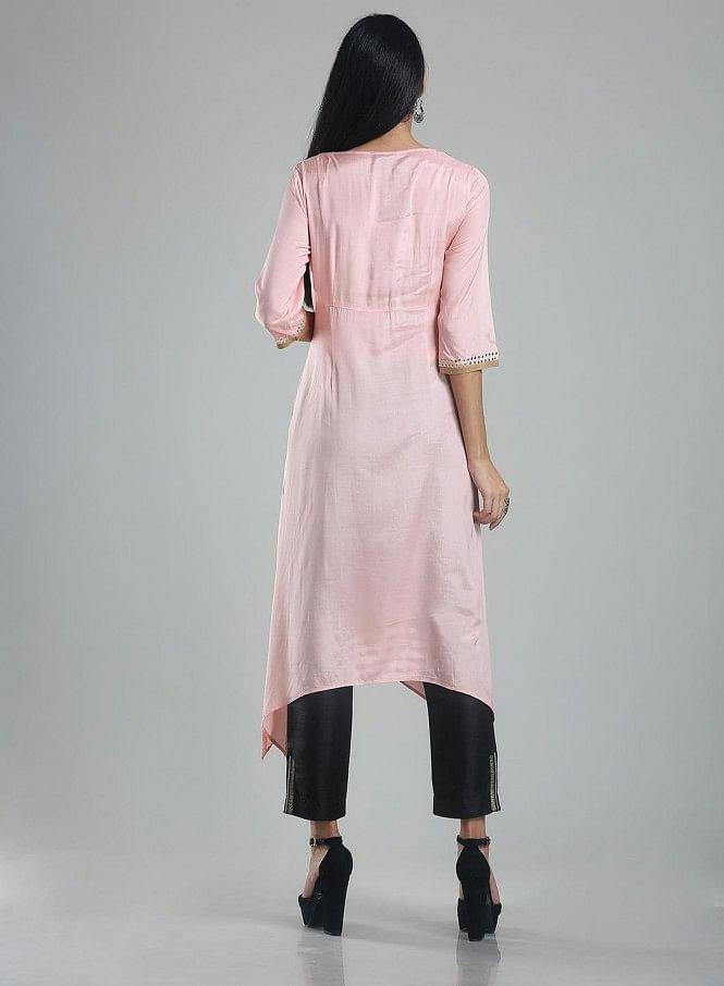 Pink 3/4 Sleeve Printed kurta - wforwoman