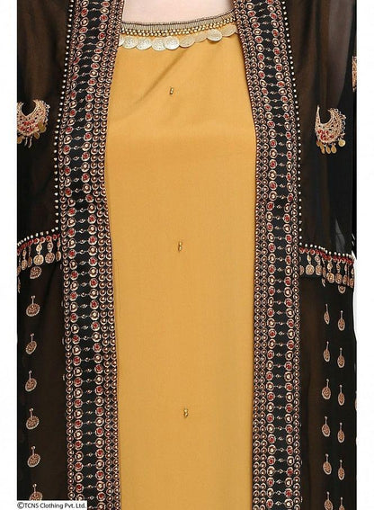 Black Dual Layered Printed Full Sleeve kurta - wforwoman