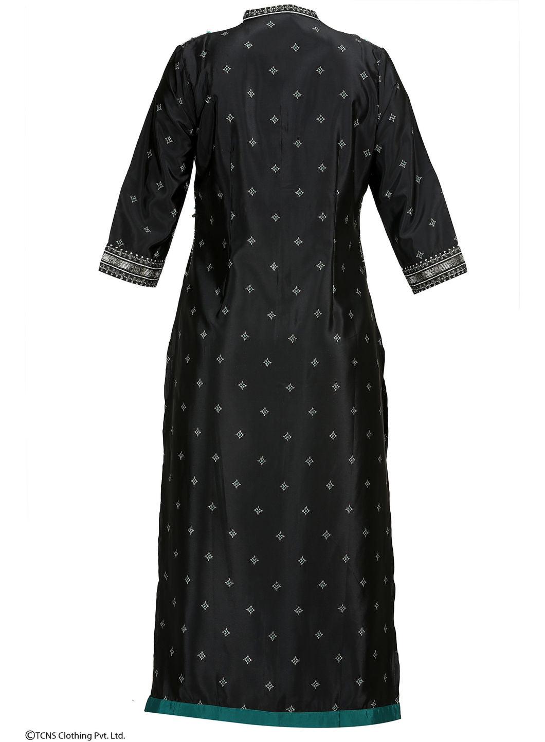 Black Printed 3/4 Sleeve kurta - wforwoman