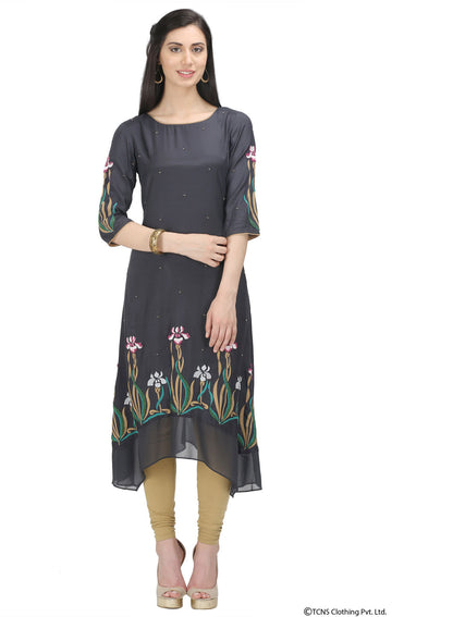 Black Printed 3/4 Sleeve kurta