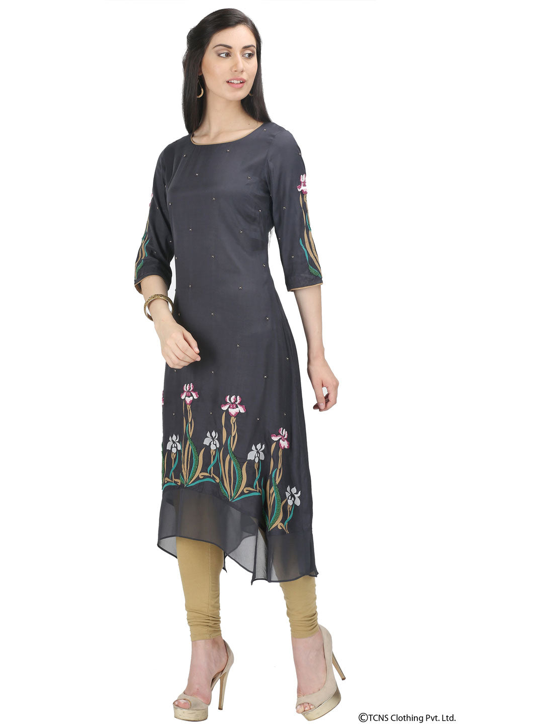 Black Printed 3/4 Sleeve kurta