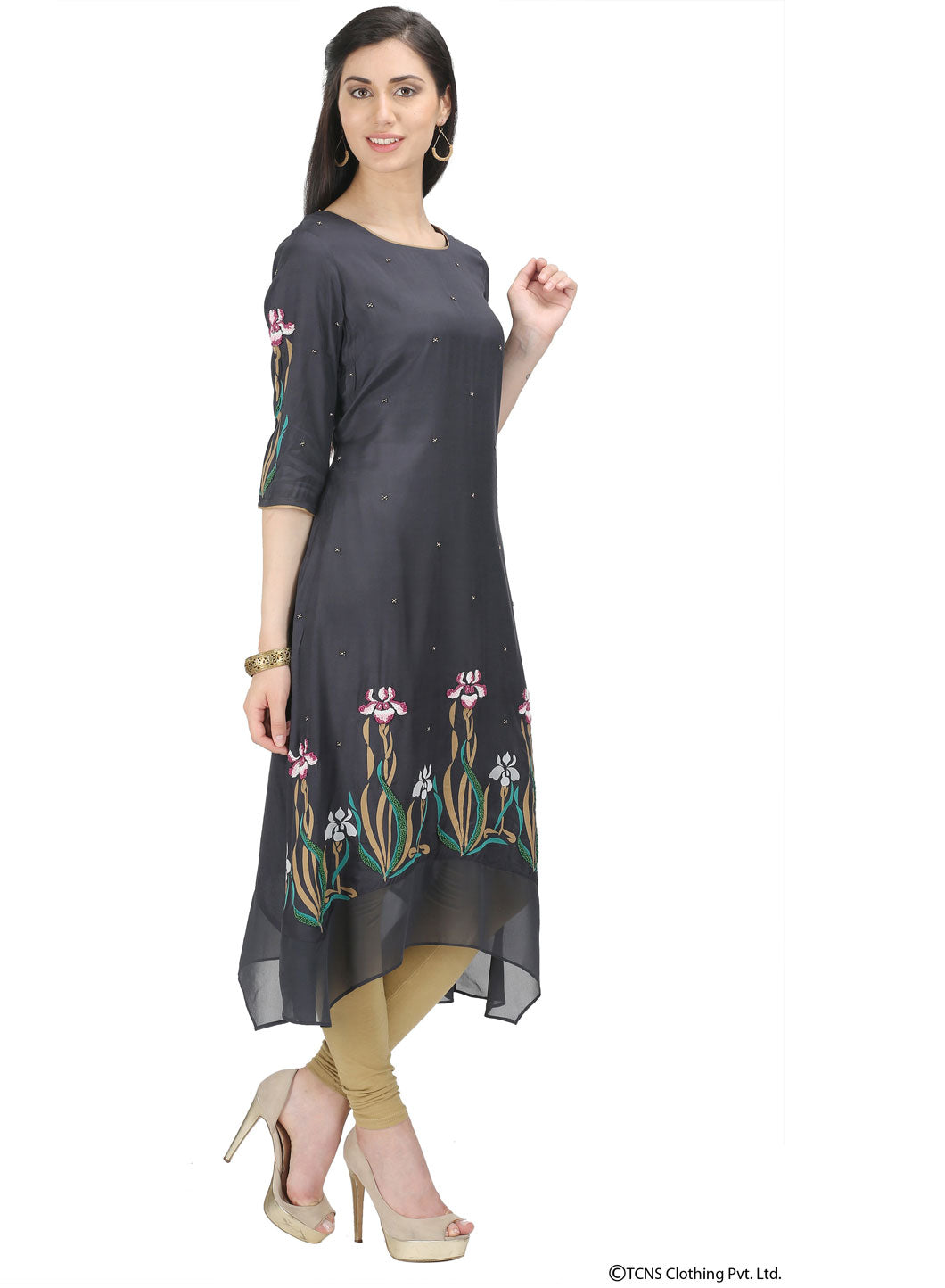 Black Printed 3/4 Sleeve kurta