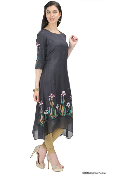 Black Printed 3/4 Sleeve kurta