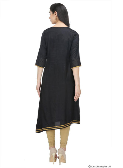 Black 3/4 Sleeve kurta - wforwoman