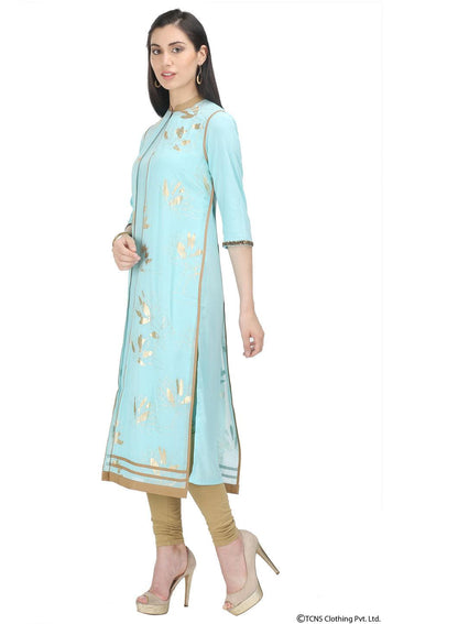 Light Blue 3/4 Sleeve kurta - wforwoman