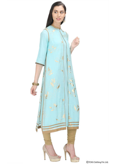 Light Blue 3/4 Sleeve kurta - wforwoman