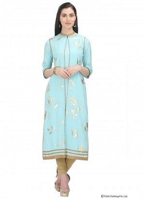 Light Blue 3/4 Sleeve kurta - wforwoman