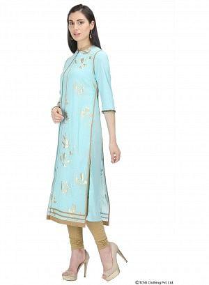 Light Blue 3/4 Sleeve kurta - wforwoman