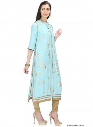 Light Blue 3/4 Sleeve kurta - wforwoman