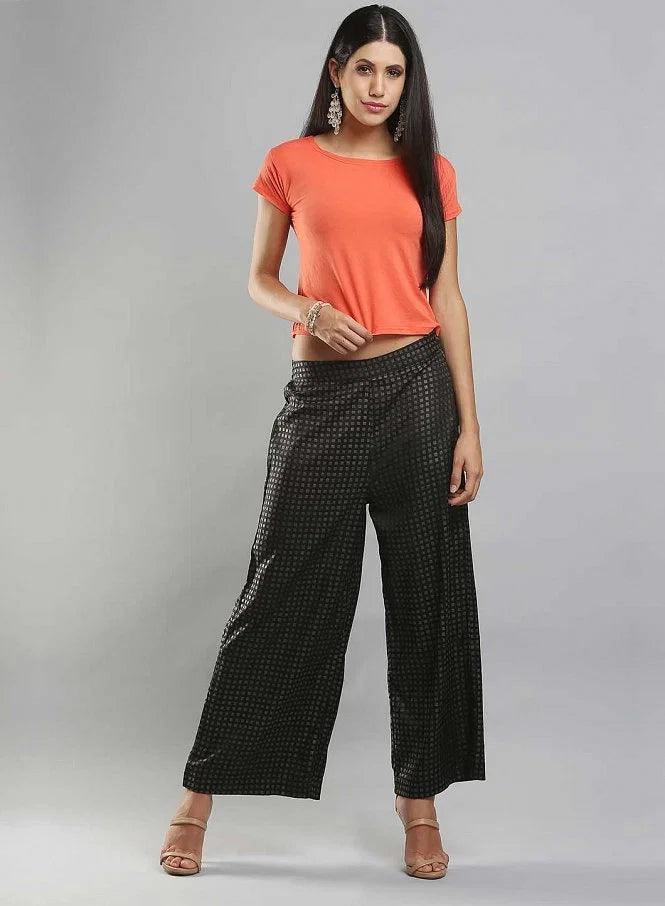 Black Printed Pants - wforwoman