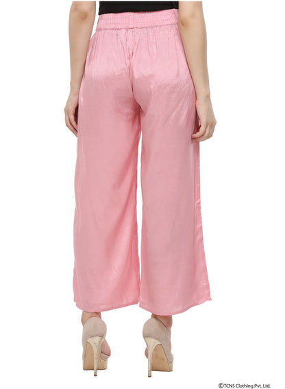 Pink Viscose Parallel Pants