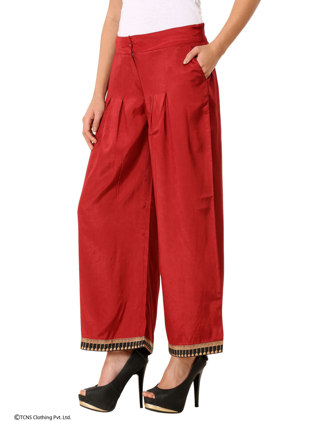 Red Printed Pants