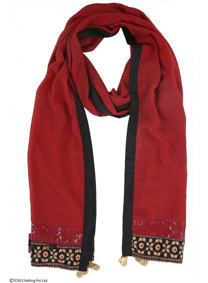 Red Printed Dupatta