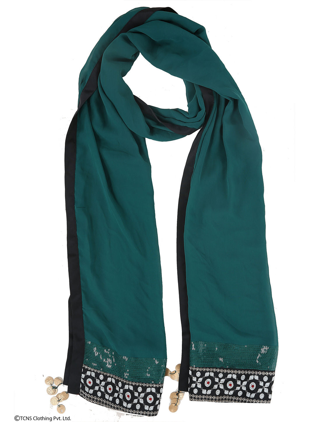 Green Printed Dupatta