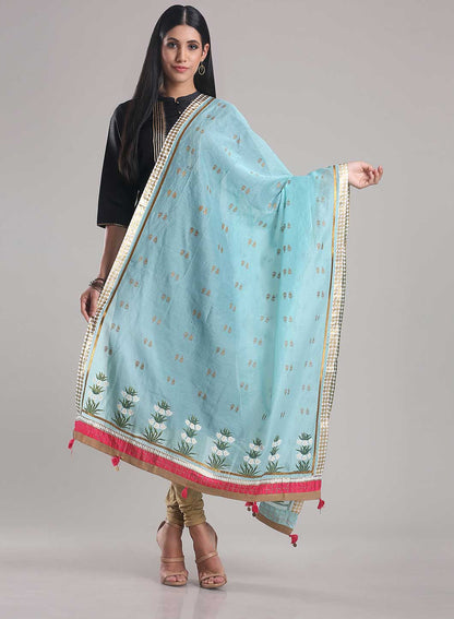 Blue Printed Dupatta