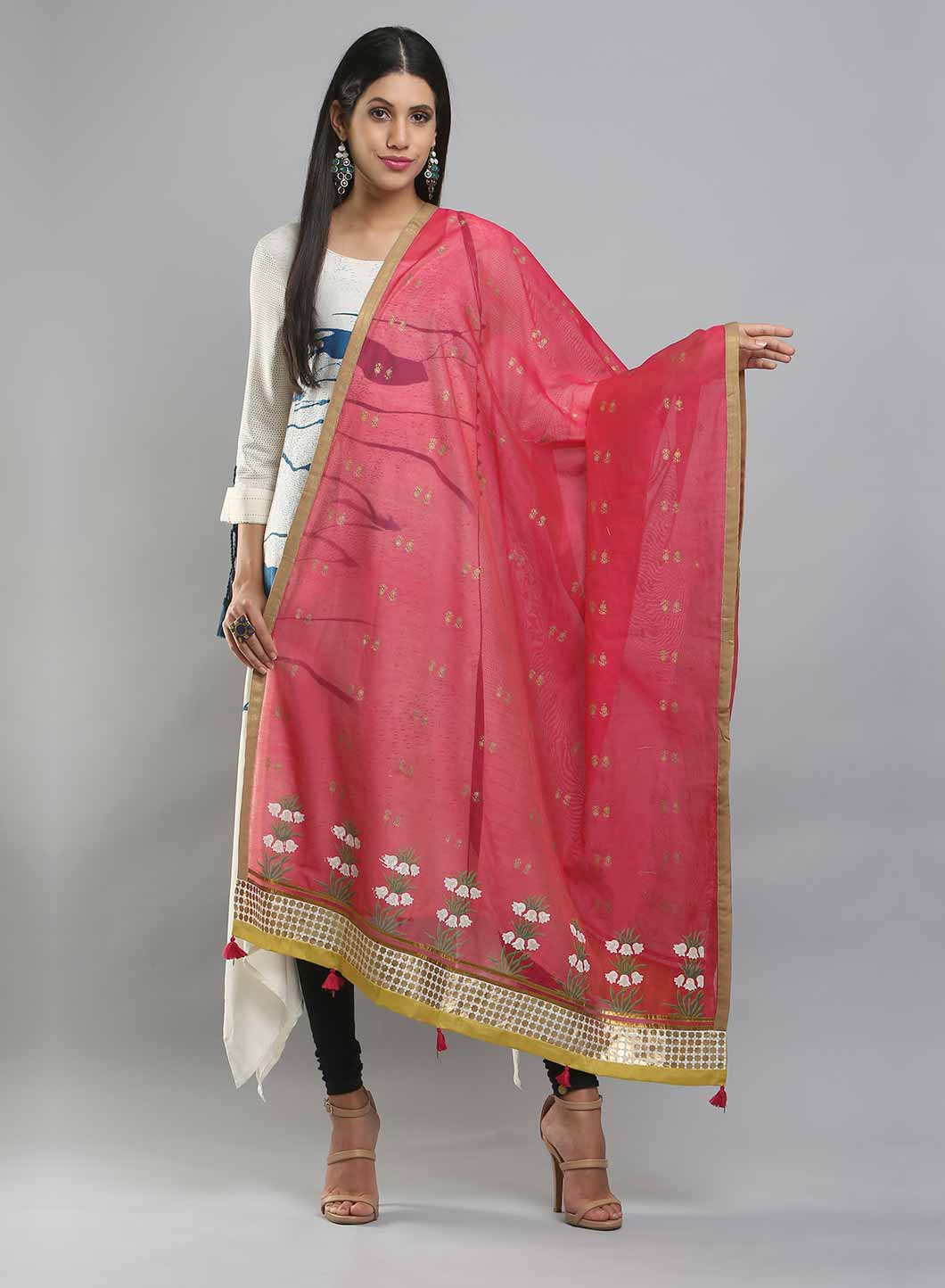 Pink Printed Dupatta