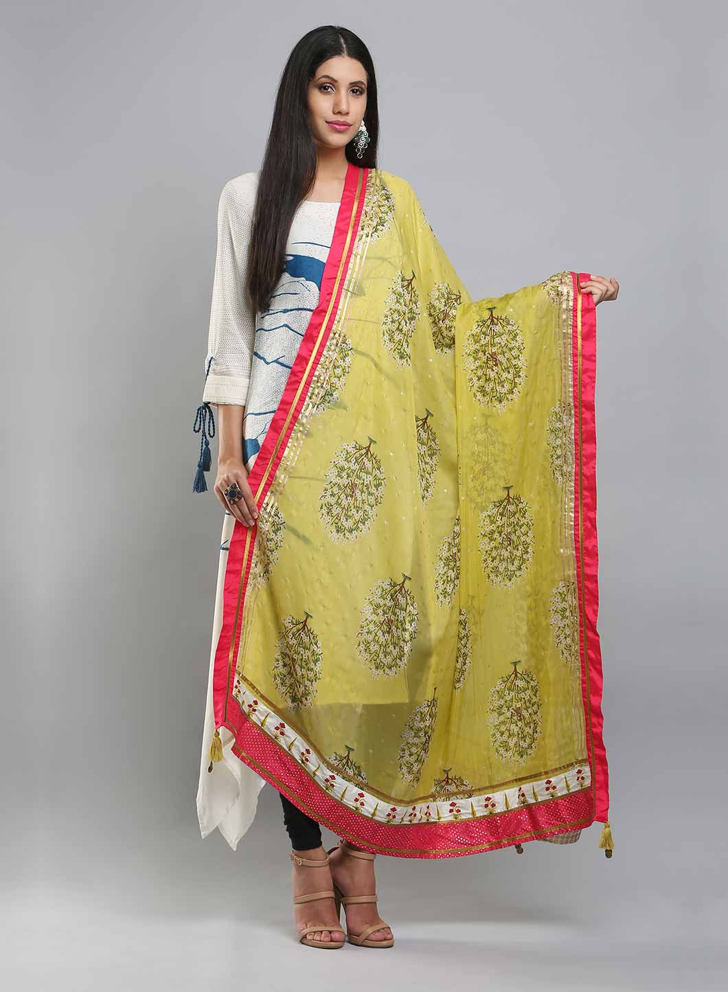 Yellow Printed Dupatta