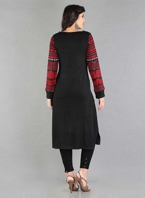 Red Round Neck Winter kurta