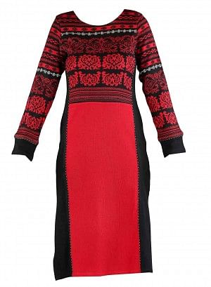 Red Round Neck Winter kurta