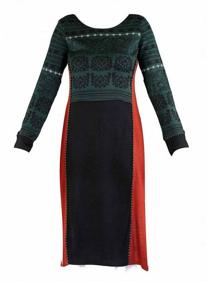 Black Round Neck Winter kurta - wforwoman