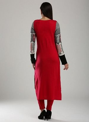 Pink Woollen Round Neck kurta