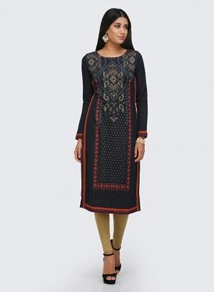 Blue Printed Winter kurta