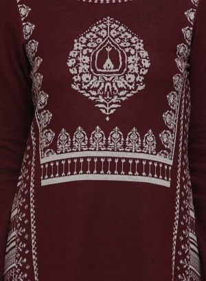 Maroon Printed Winter kurta