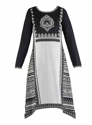 Beige Round Neck Winter kurta