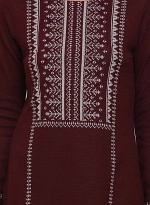 Wine Printed Winter kurta