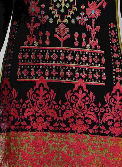 Black &amp; Pink Woollen Round Neck kurta - wforwoman