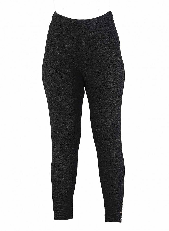 Black Solid Woollen Leggings