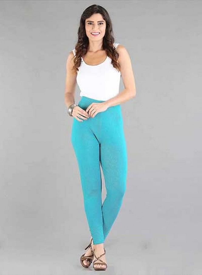 Blue Solid Woollen Leggings