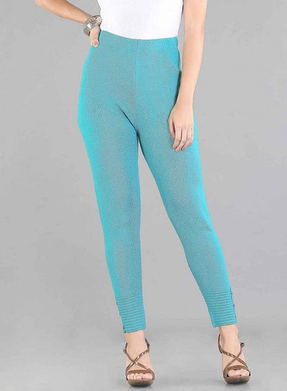 Blue Solid Woollen Leggings