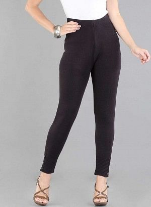 Black Solid Woollen Leggings