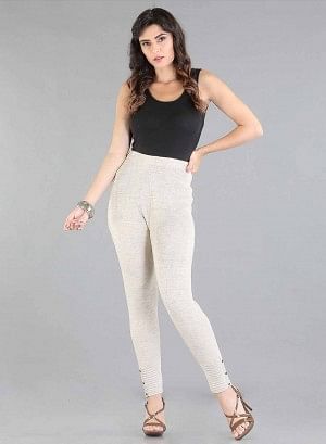 Beige Solid Woollen Leggings