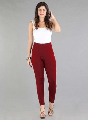 Red Solid Woollen Leggings